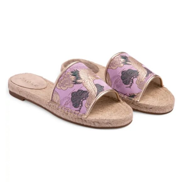 Johnny Was 'Crane' Brocade Flat Jute Espadrille Sandals, Lilac - Picture 1 of 4